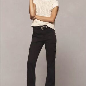 Anthropologie Black Pants with Brass Snap Buttons